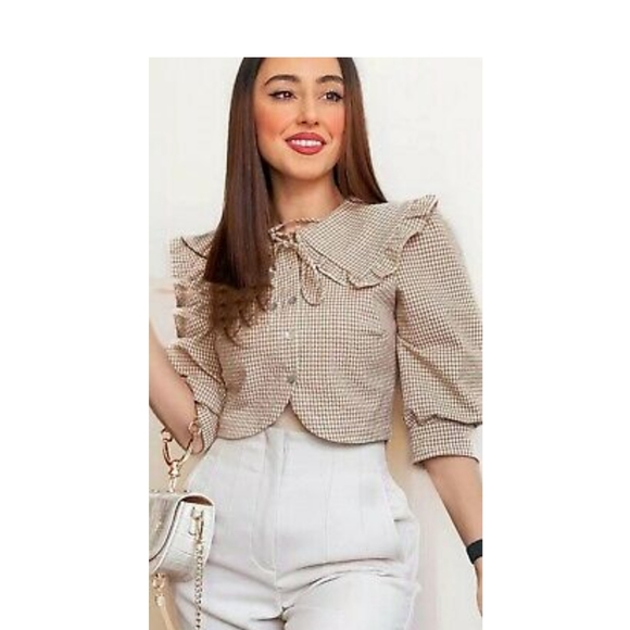 NWT Zara checked textured top - Picture 2 of 4